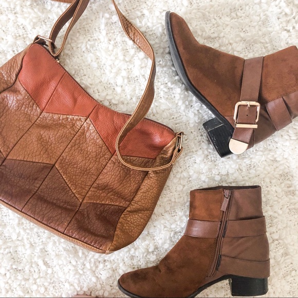 Olivia Miller Handbags - BROWN FAUX LEATHER PANELED PURSE